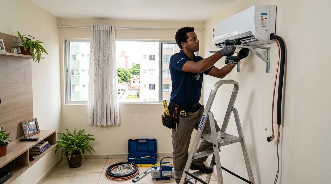 Instalação de ar-condicionado split em Uberlândia‑MG