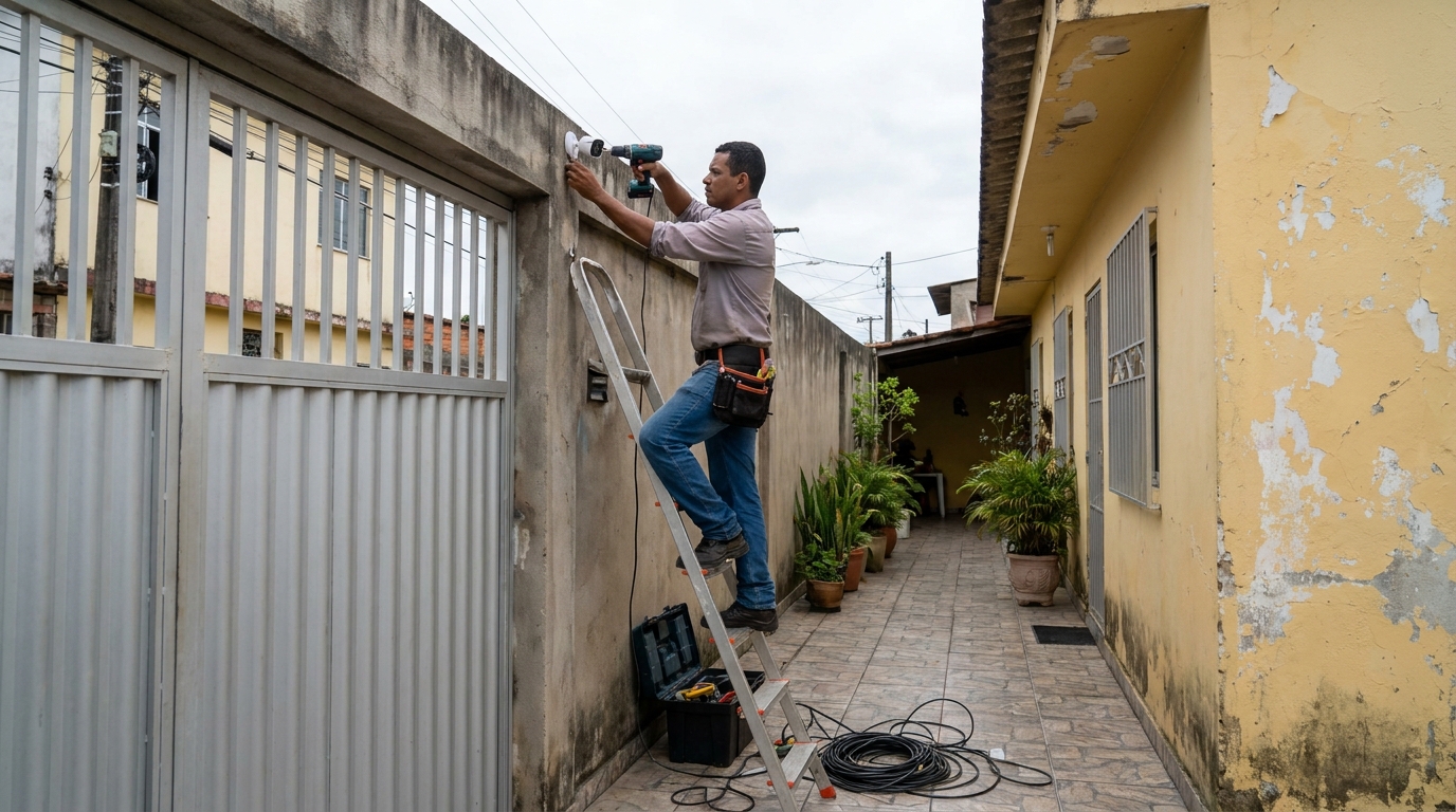 Passagem de cabeamento em Uberlândia‑MG